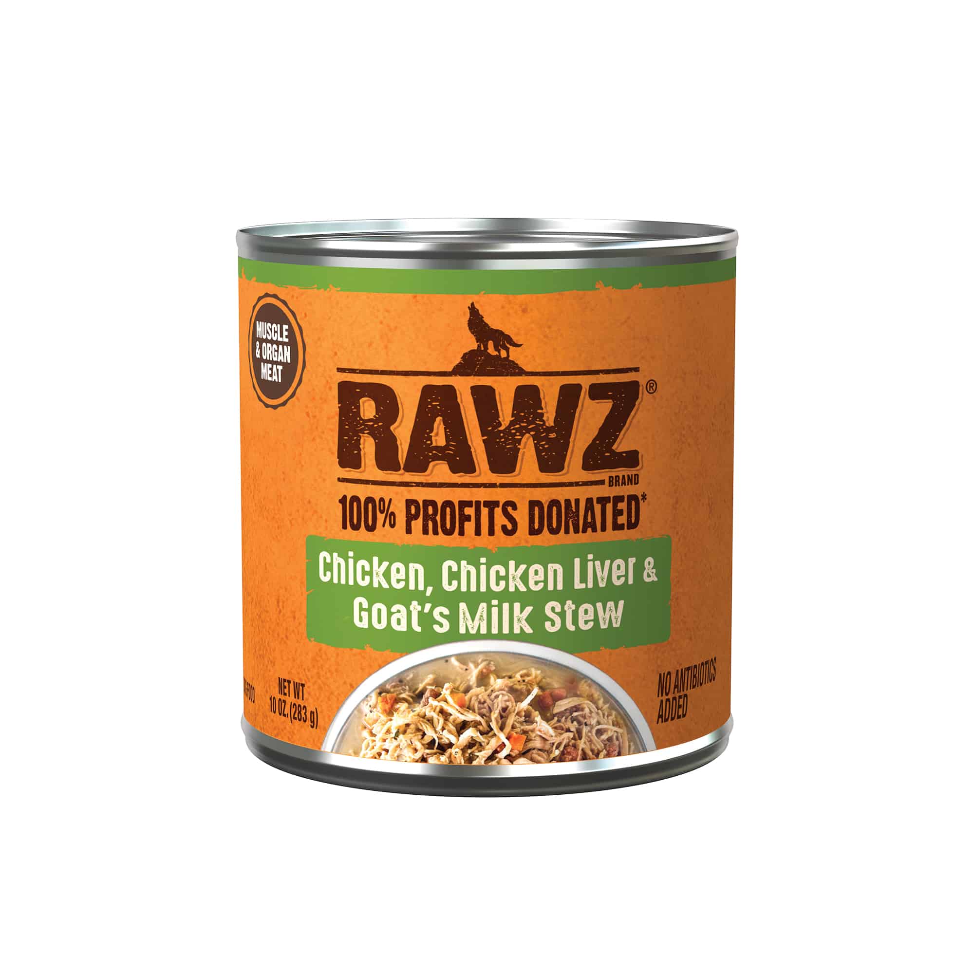 Rawz Chicken, Chicken Liver & Goat's Milk Canned Dog Food, 10 oz.