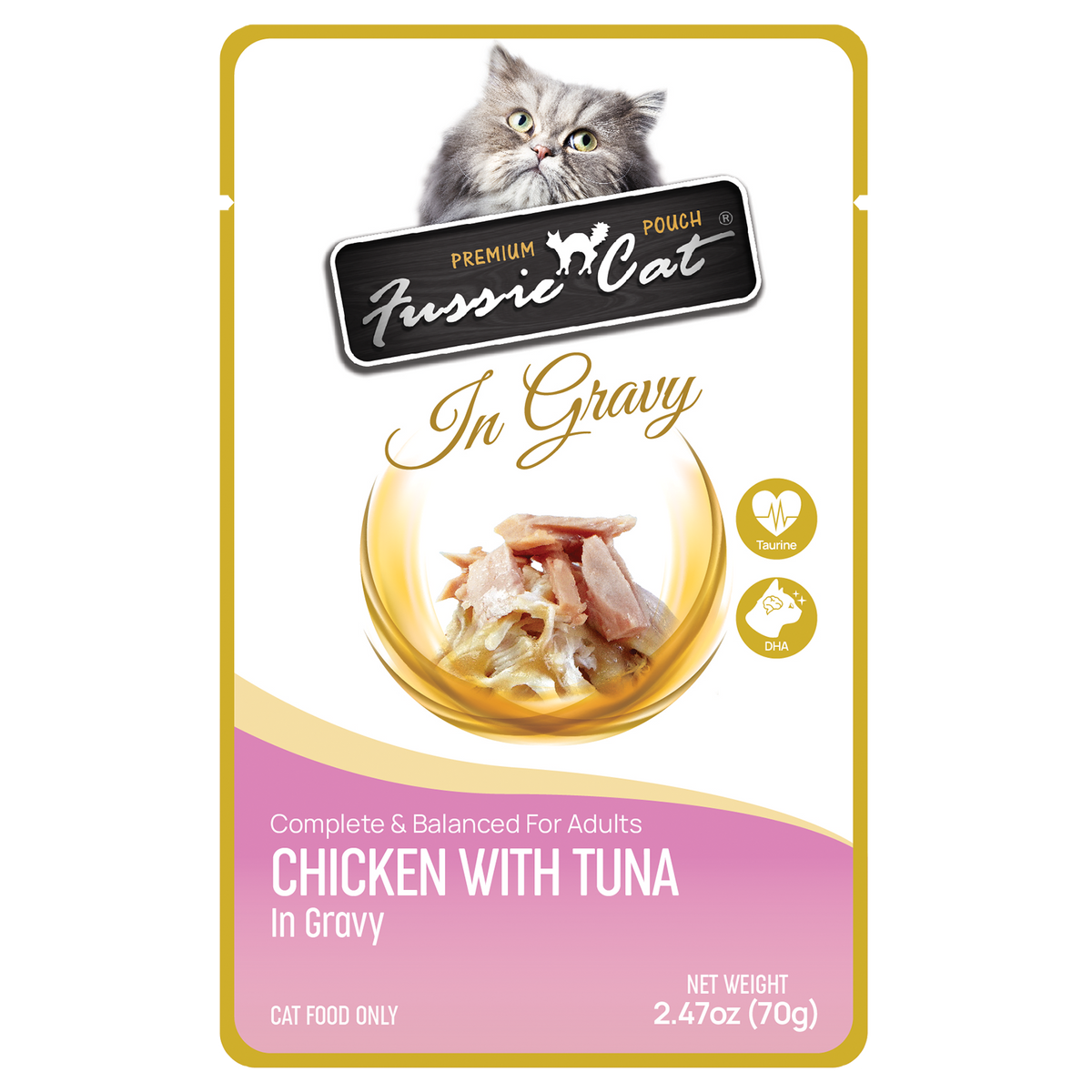 Fussie Cat Premium Chicken with Tuna in Gravy Cat Food Pouch