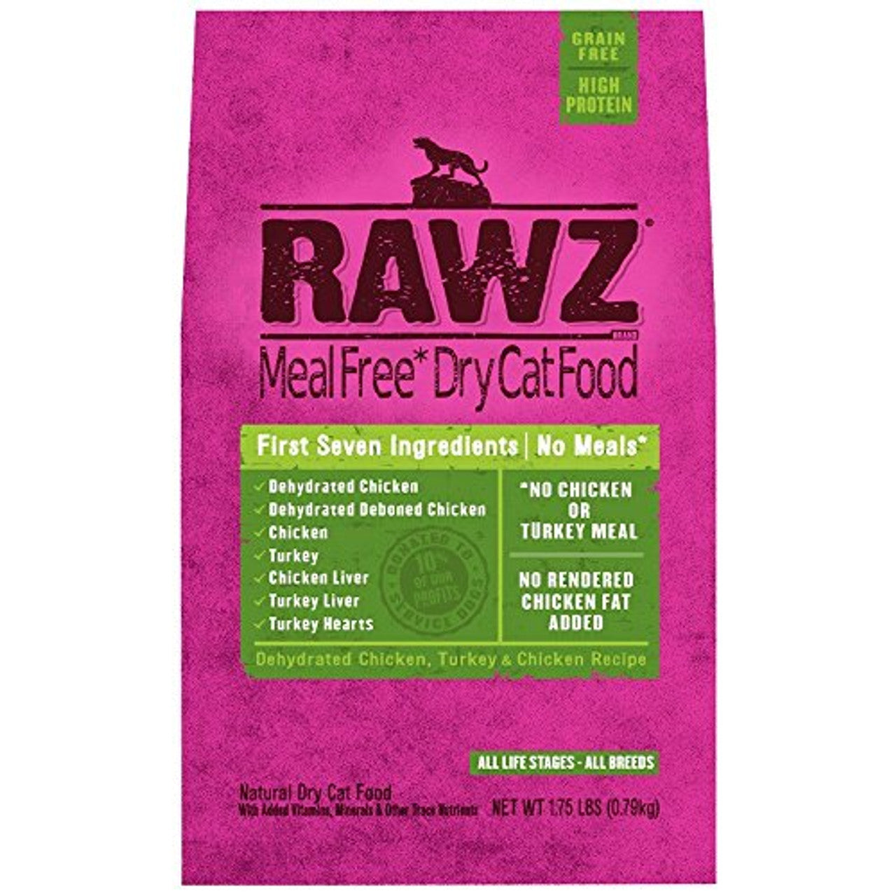 Rawz Meal-Free Chicken & Turkey All Stages Grain-Free Dry Cat Food, 1.7 lbs.