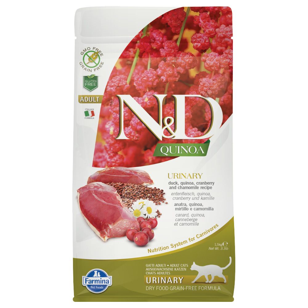 Farmina N&D Quinoa Urinary Duck & Cranberry Dry Cat Food, 3.3 lbs.