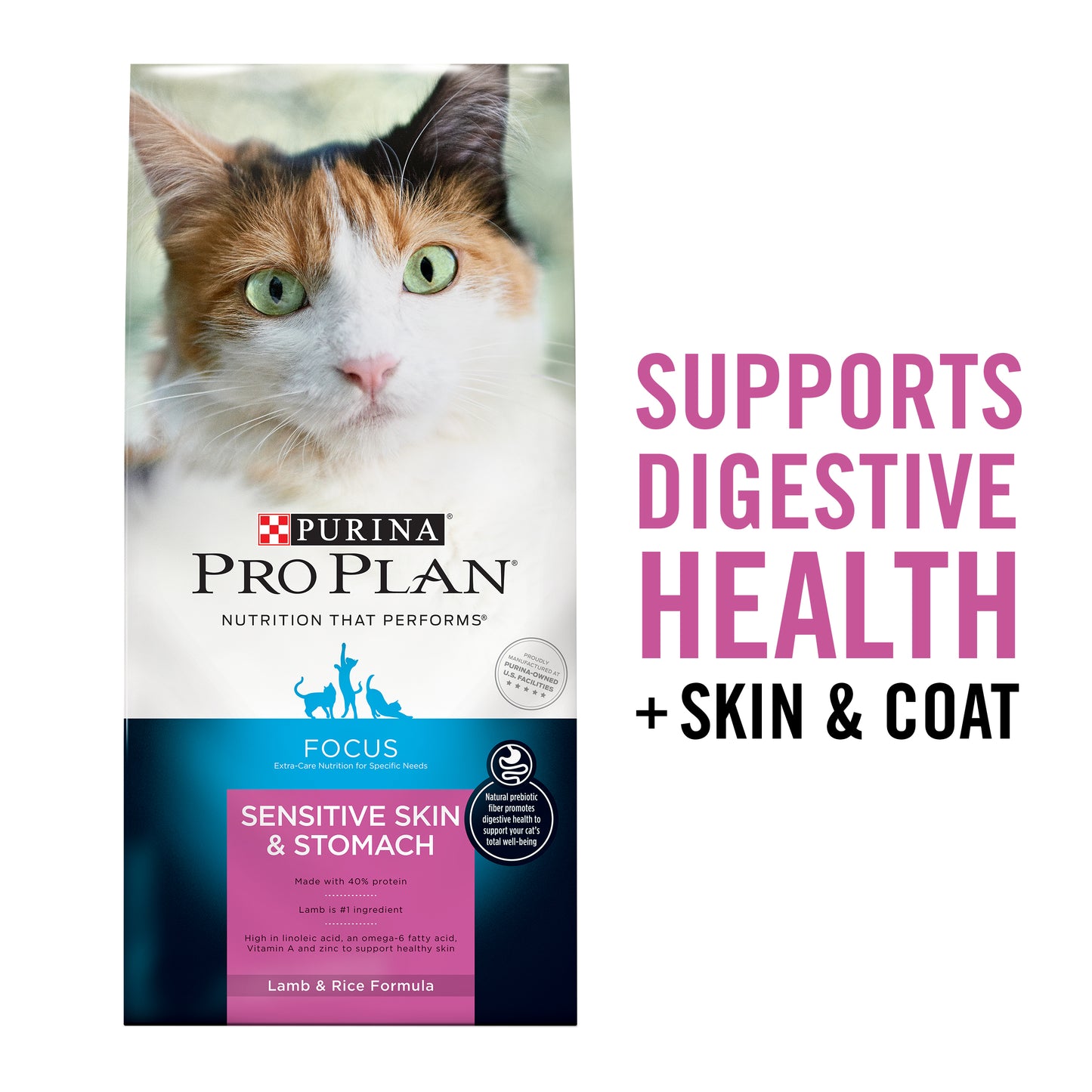 Purina Pro Plan Sensitive Skin & Stomach Lamb & Rice Formula Dry Cat Food, 7 lbs.