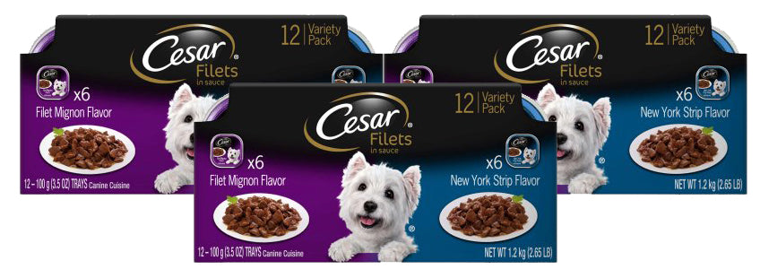 Cesar Beef Flavor Wet Dog Food, 3.5 oz. (12 Pack)