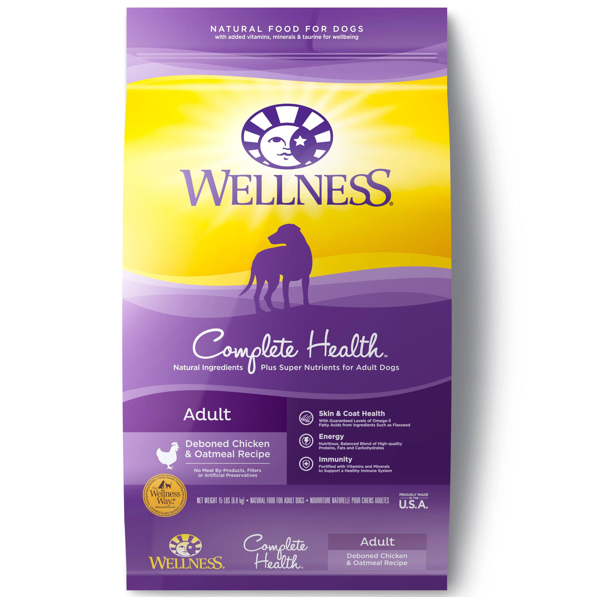 Wellness Complete Health Chicken & Oatmeal Dry Dog Food, 15 lbs.
