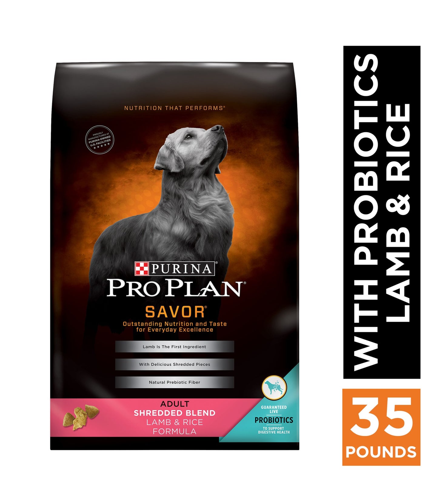Purina Pro Plan Complete Essentials Shredded Blend Lamb & Rice Dry Dog Food, 35 lbs.