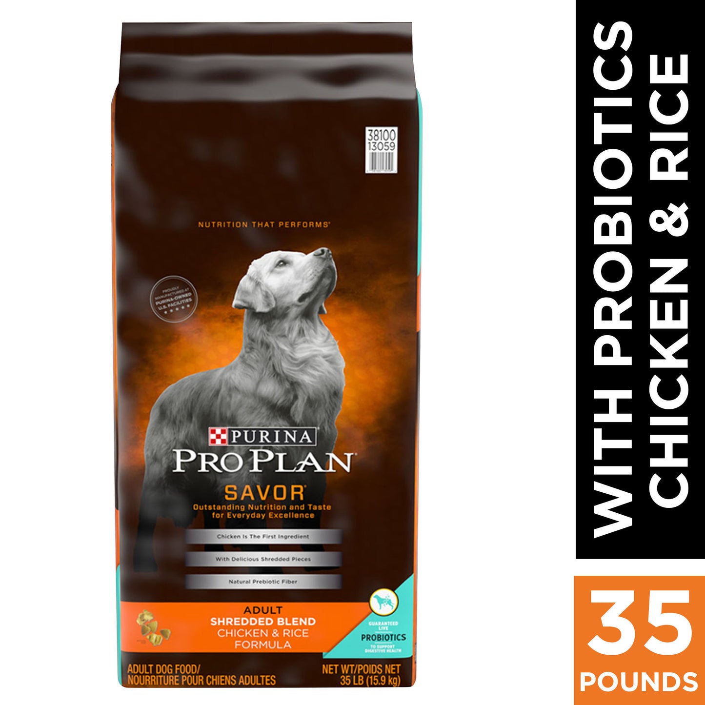 Purina Pro Plan Complete Essentials Shredded Blend Chicken & Rice Dry Dog Food, 35 lbs.