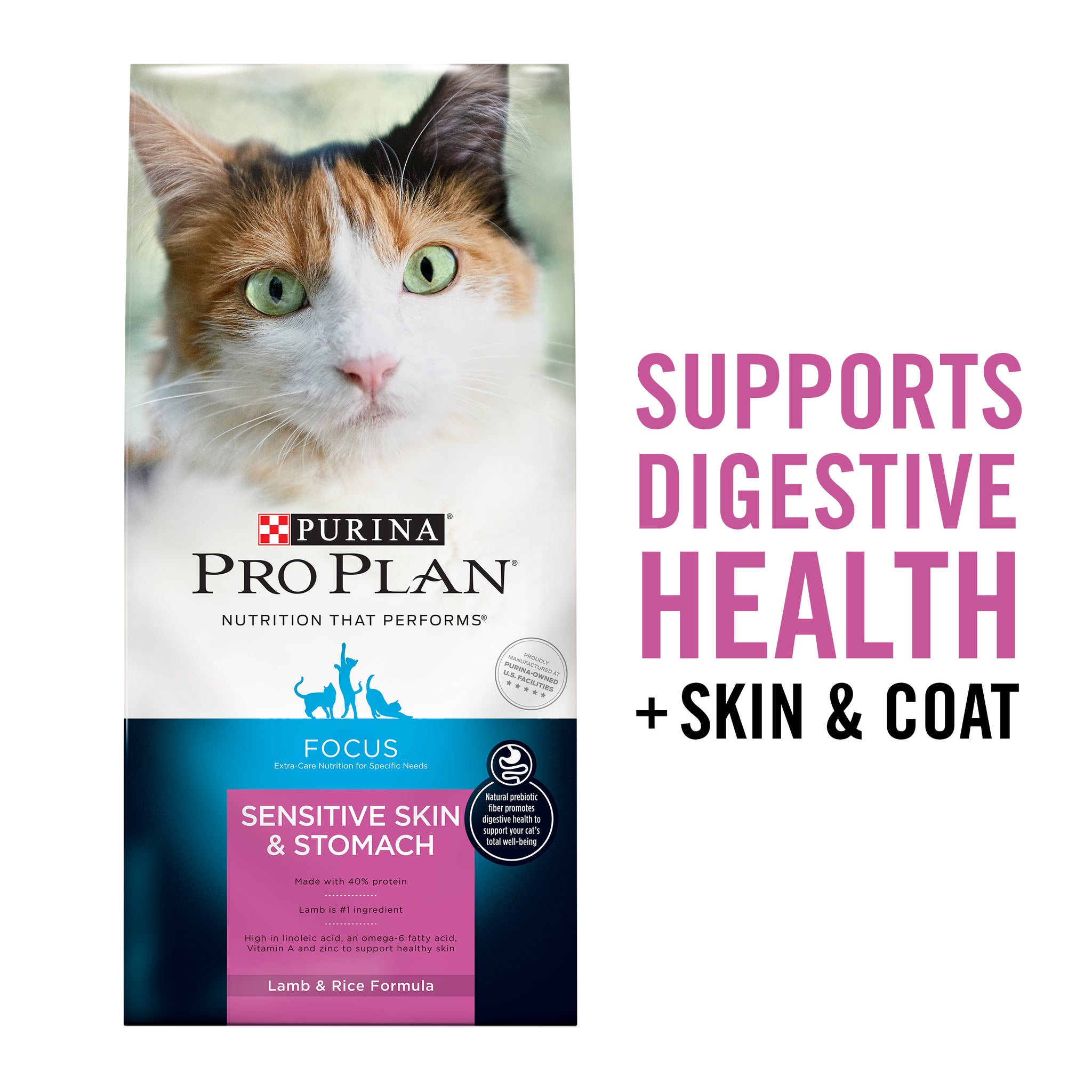 Purina Pro Plan Sensitive Skin & Stomach Lamb & Rice Dry Cat Food, 16 lbs.