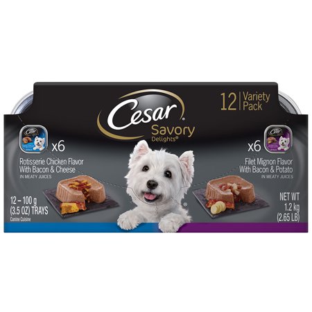 Cesar Wet Dog Food Variety Pack, 3.5 oz. Trays (12 Pack)