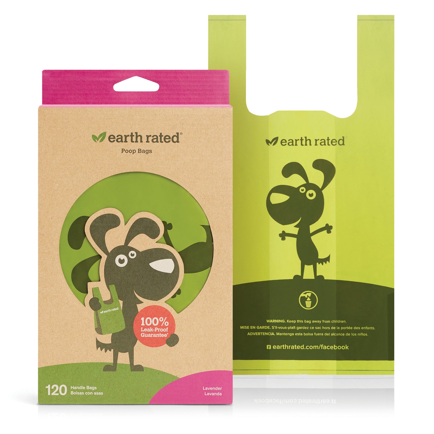 Earth Rated Lavender Scent Handle Dog Waste Bags, 120 Count