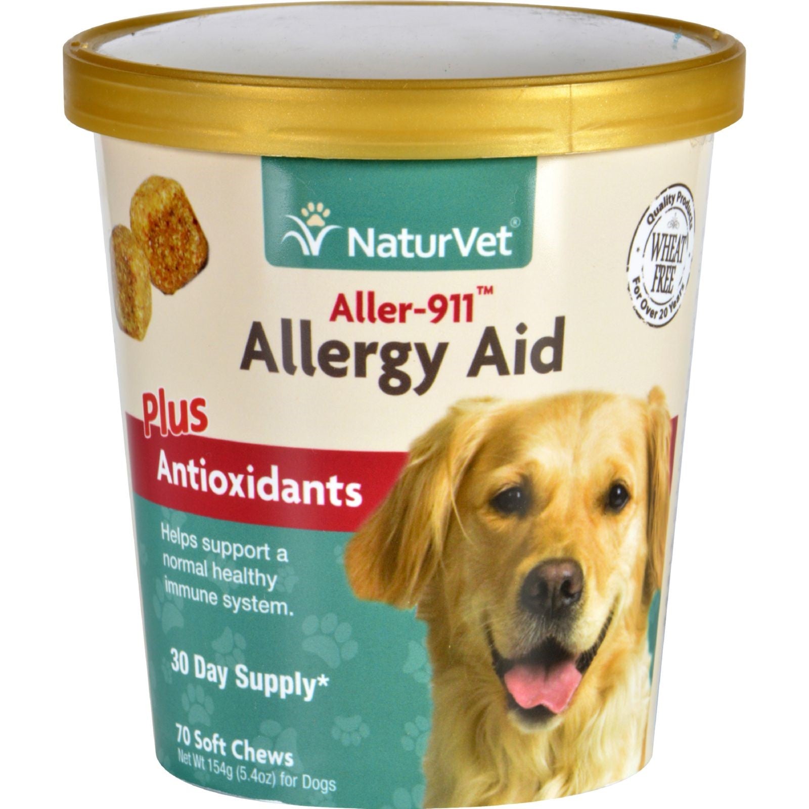 NaturVet Aller-911 Allergy Aid Antioxidant Soft Chews for Dogs, 70 Count