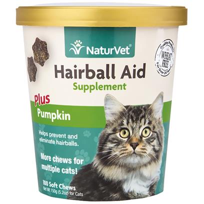 NaturVet Hairball Aid + Pumpkin Soft Chews for Cats, 60 Count
