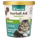 NaturVet Hairball Aid + Pumpkin Soft Chews for Cats, 60 Count
