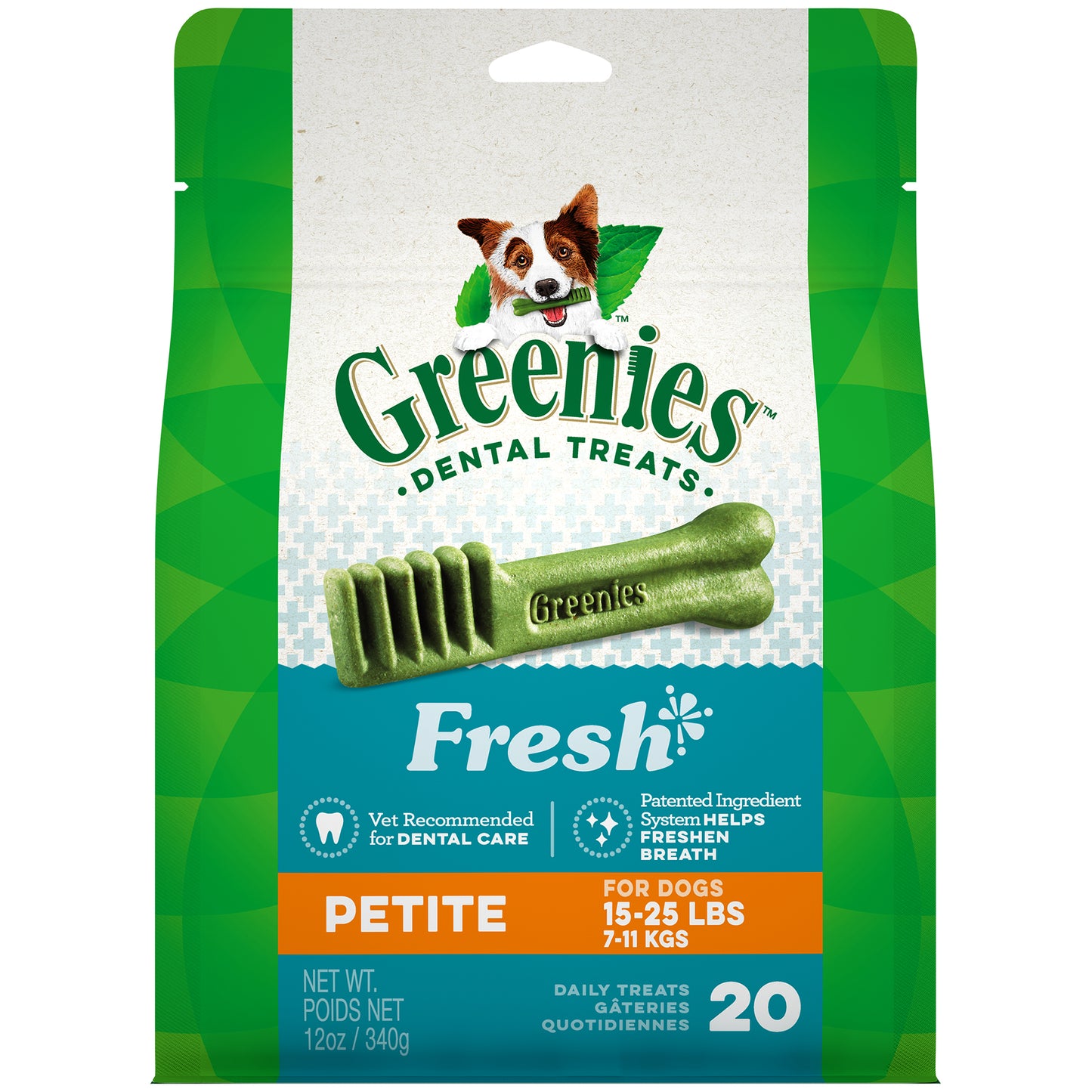 Greenies Regular Fresh Mint Dental Dog Treats 12oz (20 Count)