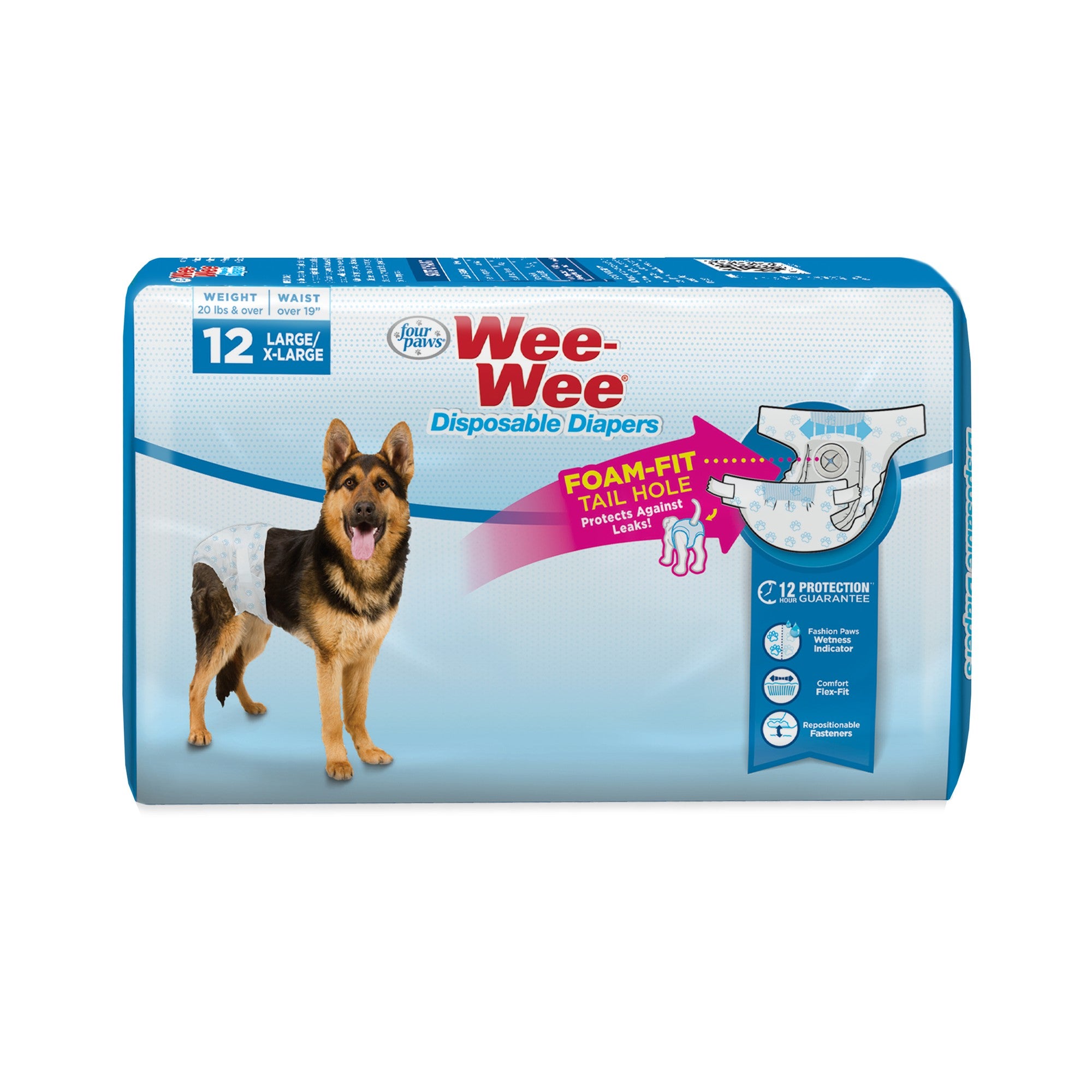 Four Paws Wee-Wee Large/X-Large Disposable Dog Diapers, 12 Count