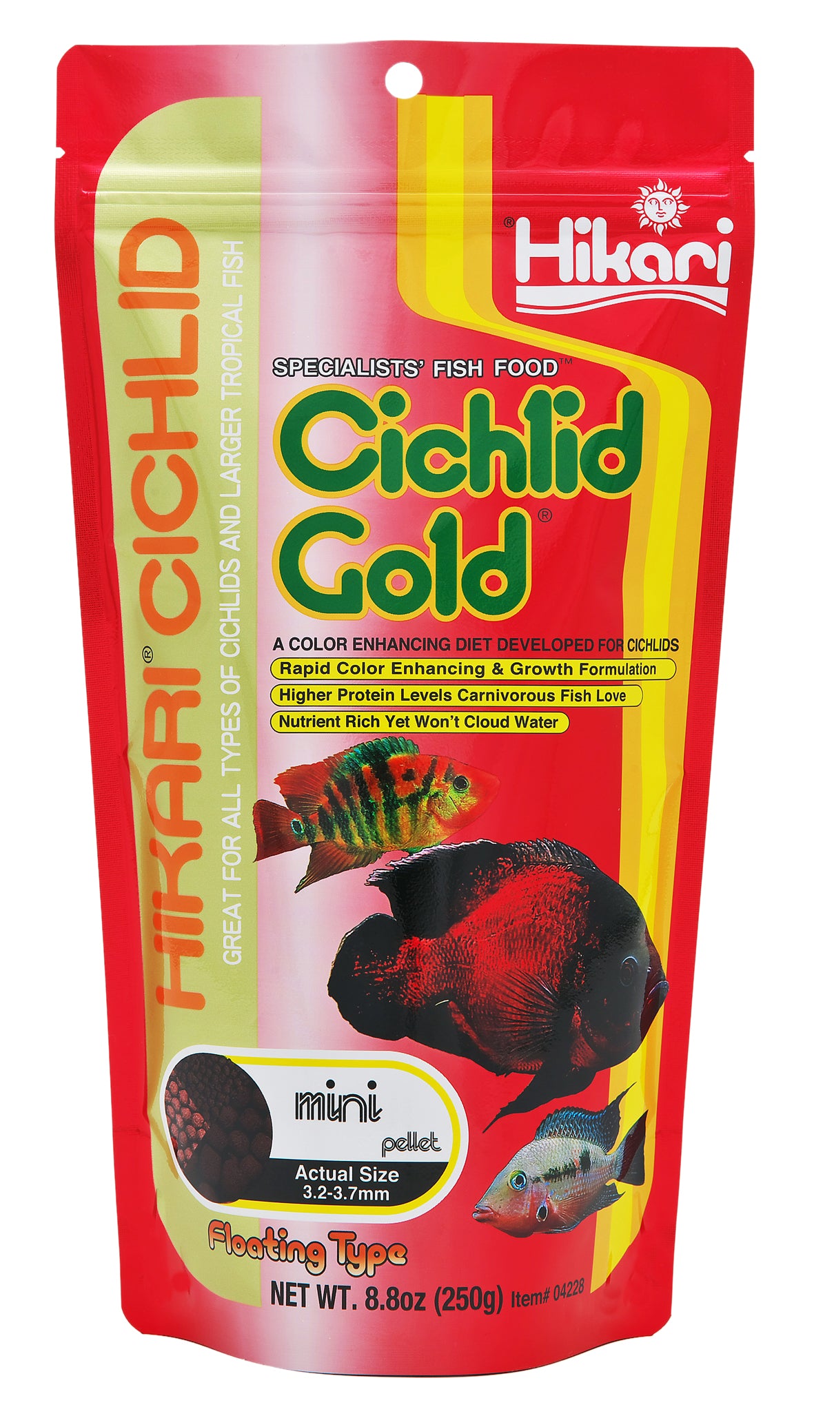 Hikari Cichlid Gold Mini Pellet Fish Food, 2 oz.