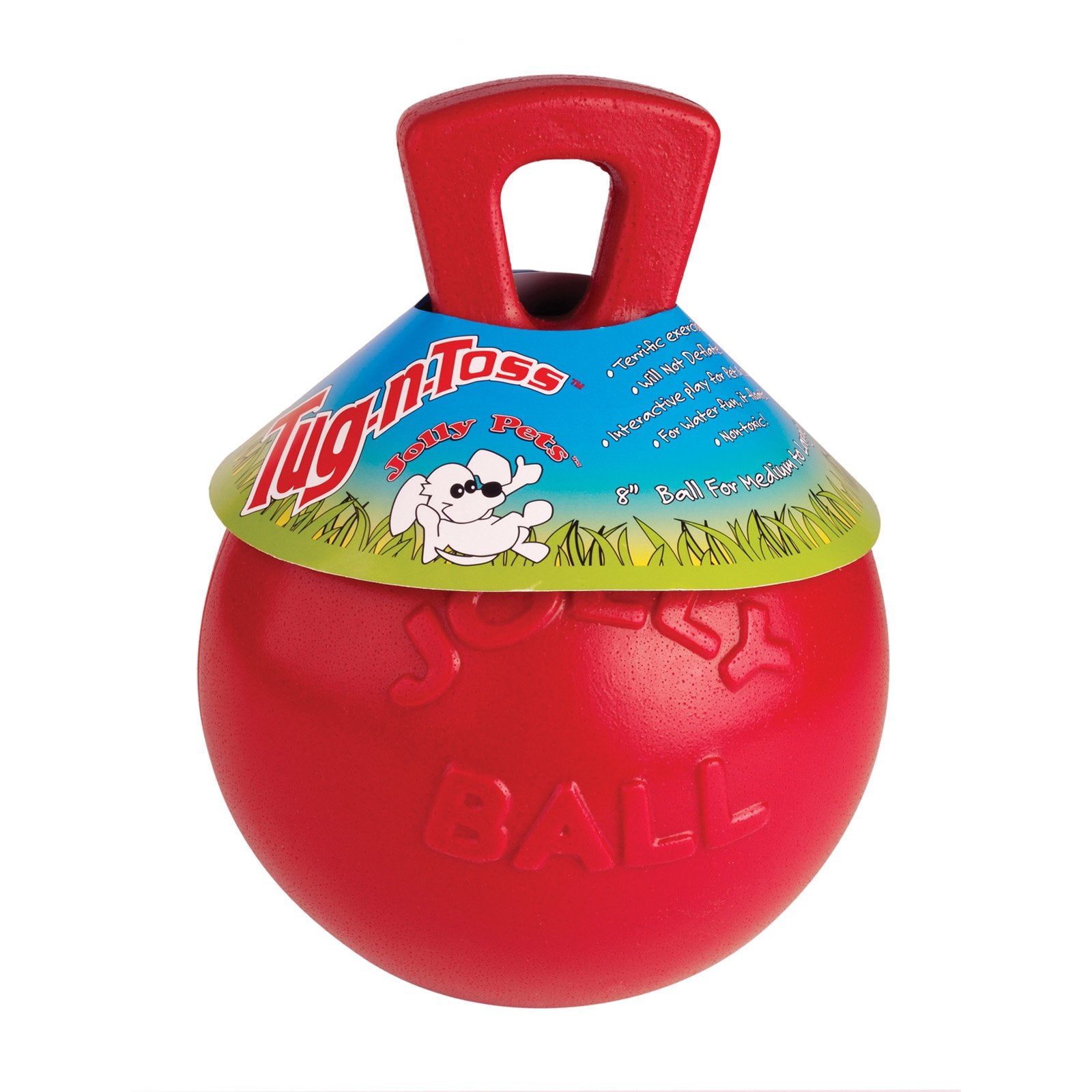 Jolly Pets Tug-n-Toss Red Dog Toy, Large (8 in.)
