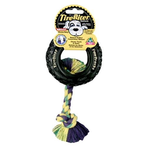 Mammoth TireBiter Paw Tracks with Rope Dog Toy, 10 in.