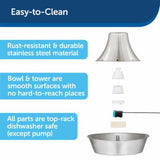 PetSafe Seaside Stainless Pet Fountain Automatic Water Bowl, 60 oz.