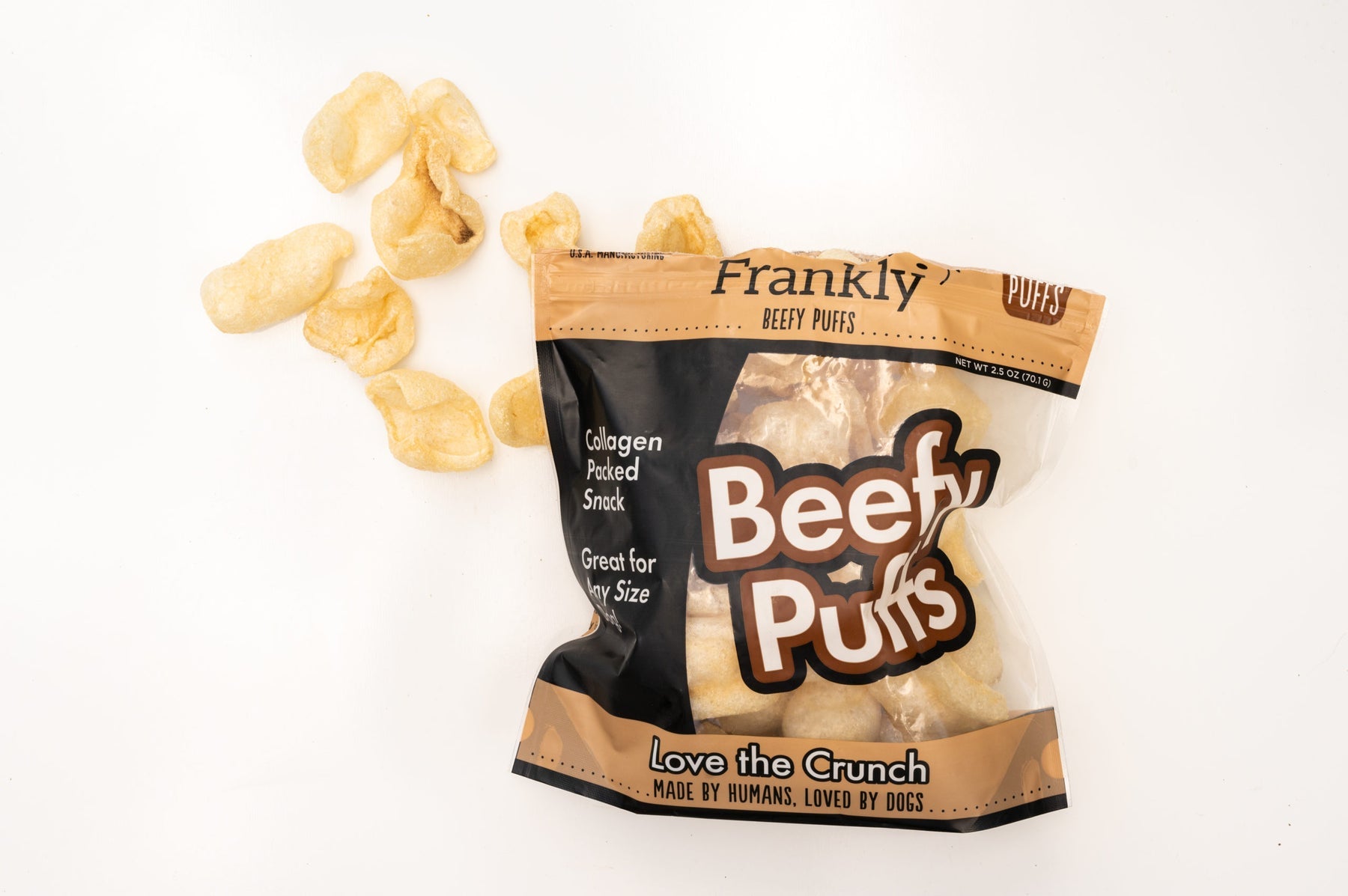 Frankly 3 Pack Of Beefy Puffs Dog Treats, 2.5 Ounces Each, Made in The Usa