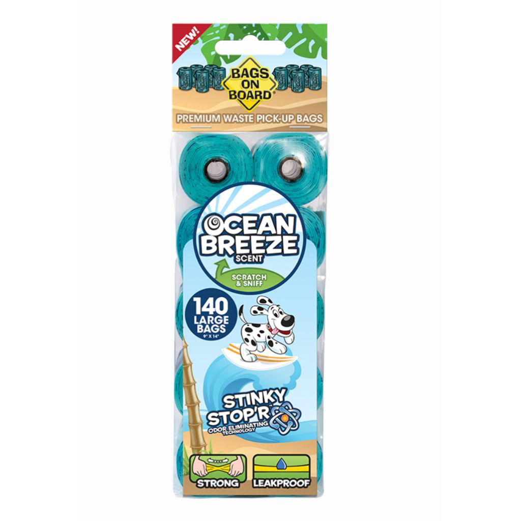 Bags on Board Ocean Breeze Scented Doggie Clean-Up Bags, 140 Count