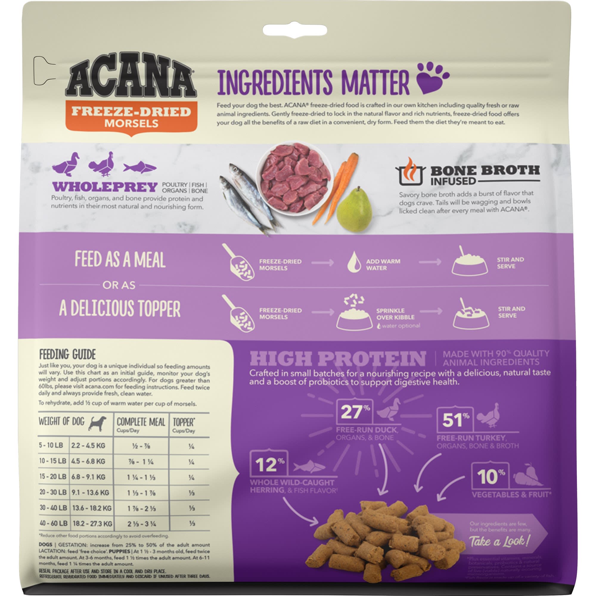 Acana Freeze Dried Duck Dog Food, 8 oz