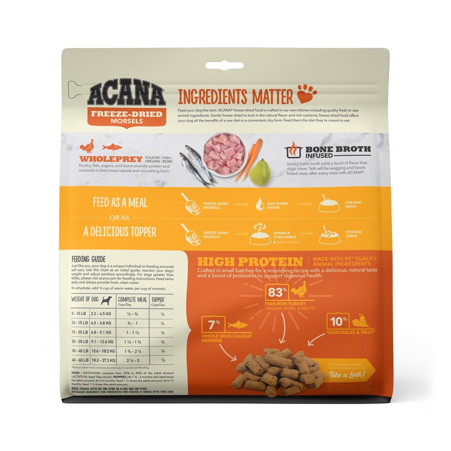 Acana Freeze Dried Dog Food, High Protein, 8 oz