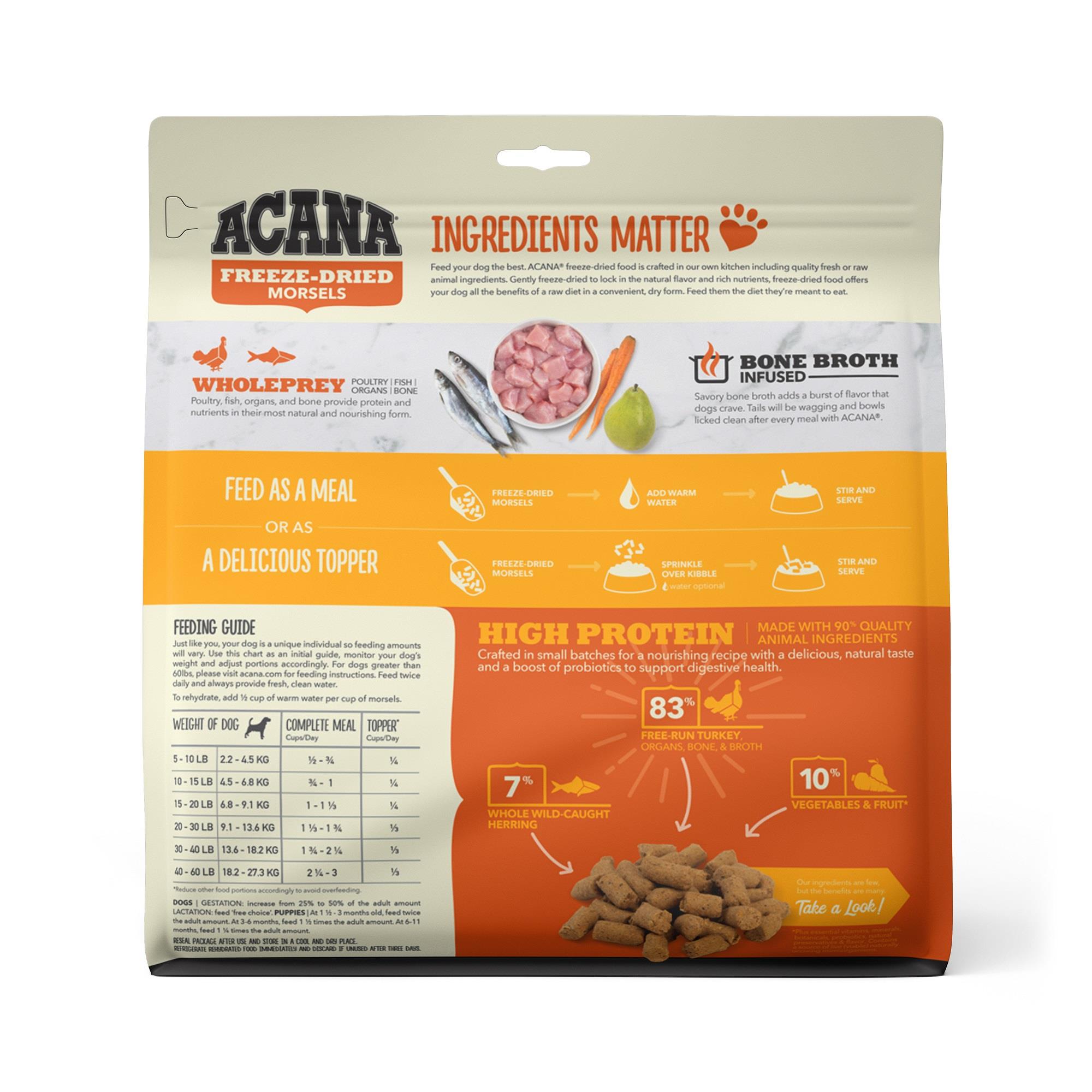 Acana Freeze Dried Dog Food, High Protein, 8 oz