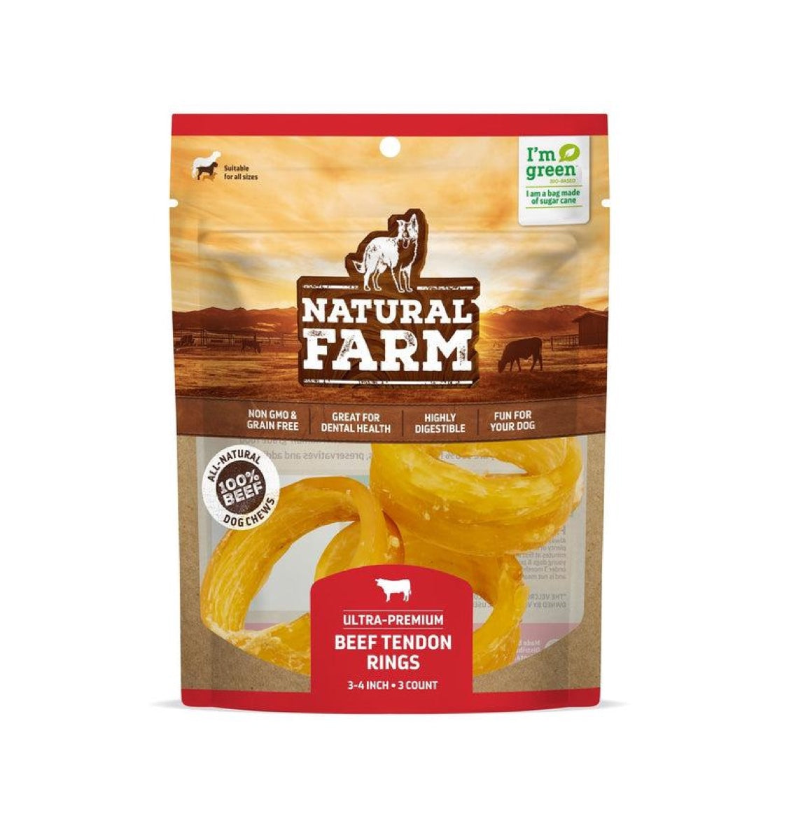 Natural Farm Beef Tendon Rings, 3-4 in.