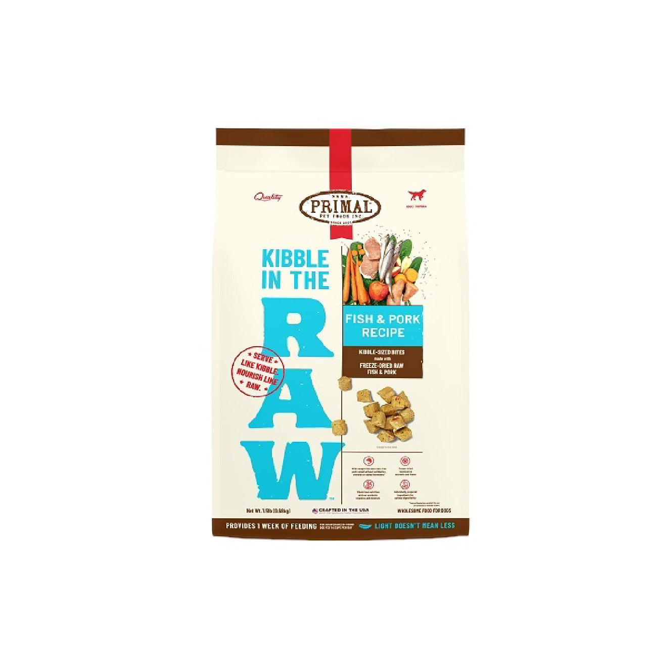 Primal Kibble in the Raw Fish & Pork Recipe Freeze-Dried Dog Food, 1.5 lbs.