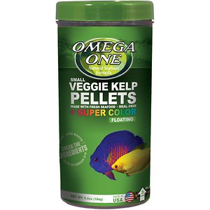 Omega One Super Veggie Kelp Pellets Floating Algae Grazers Fish Food, 6.5-oz Jar