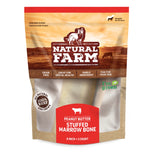 Natural Farm Peanut Butter Stuffed Marrow Bone for Dogs (6 Pack)