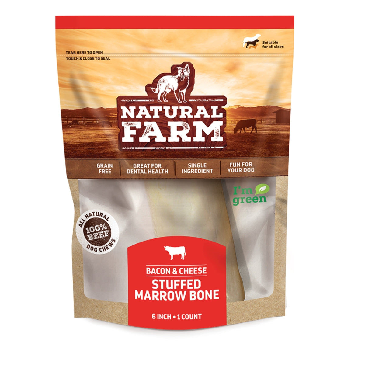 Natural Farm Bacon & Cheese Filled Bone Dog Treat, 5-6 in.