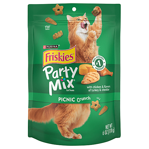 Friskies Party Mix Picnic Crunch Chicken, Turkey & Cheddar Cat Treats, 6 oz.