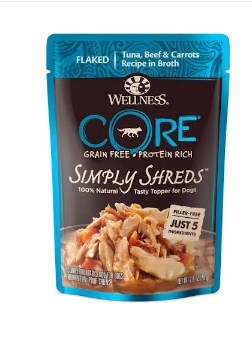 Wellness Bowl Boosters Simply Shreds Tuna, Beef & Carrots Wet Dog Food, 2.8 oz.