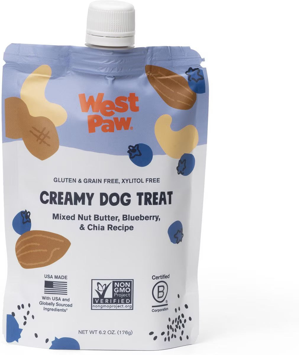 West Paw Blueberry & Chia Seed Nut Butter Dog Treats, 6.2 oz.