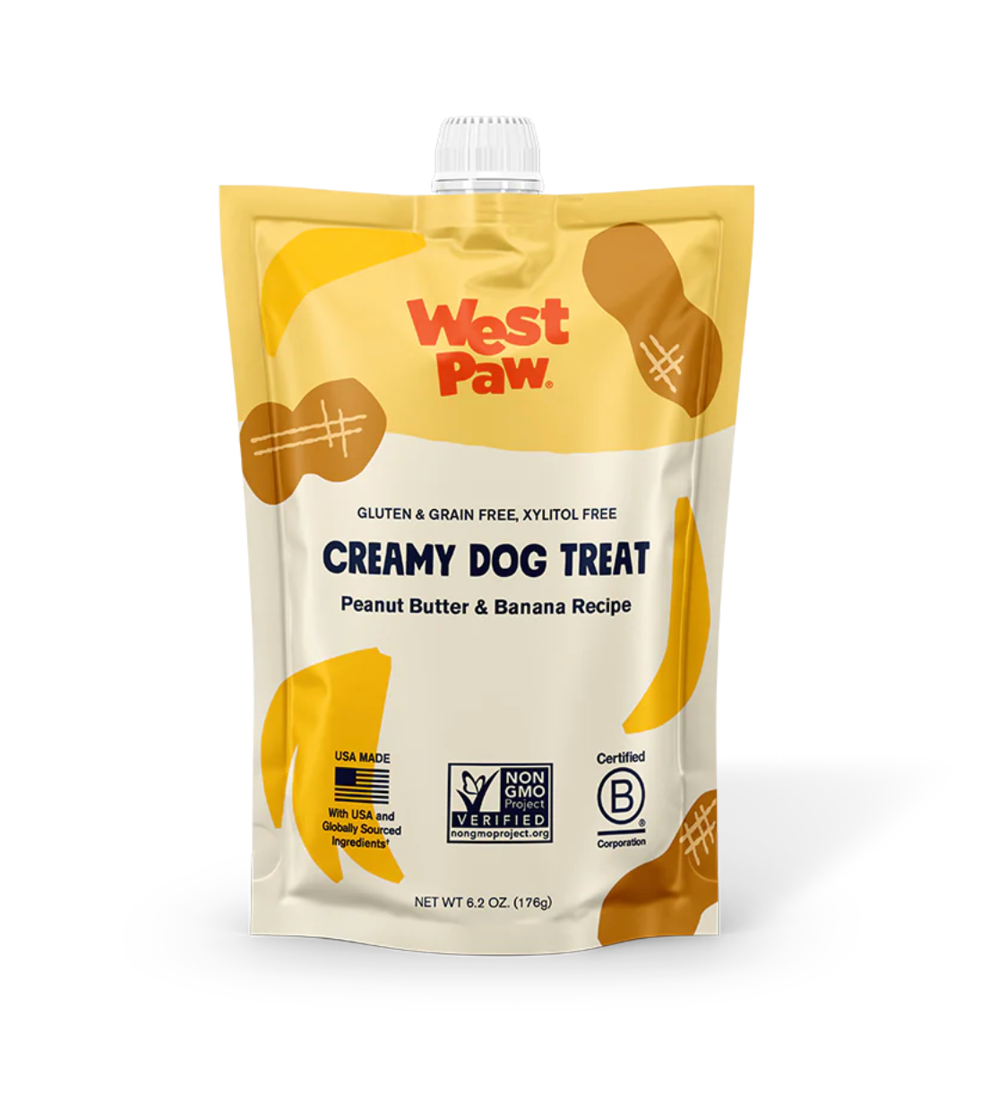 West Paw Peanut Butter & Banana Creamy Dog Treats, 6.2 oz.