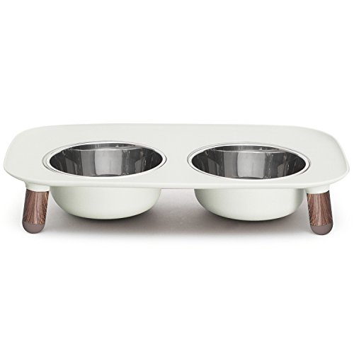 Messy Mutts Elevated Double Feeder With Stainless Bowls Adjustable Height 3” 5” Or 10” Adjustable Standing Feeder For Dogs 5 Cups Per Bo