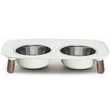 Messy Mutts Elevated Double Feeder With Stainless Bowls Adjustable Height 3” 5” Or 10” Adjustable Standing Feeder For Dogs 5 Cups Per Bo