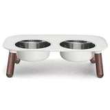 Messy Mutts Elevated Double Feeder With Stainless Bowls Adjustable Height 3” 5” Or 10” Adjustable Standing Feeder For Dogs 5 Cups Per Bo