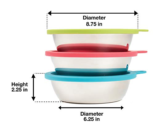 Messy Mutts 6-Piece Set: Extra-Large Stainless Steel Bowls, 6 Cups