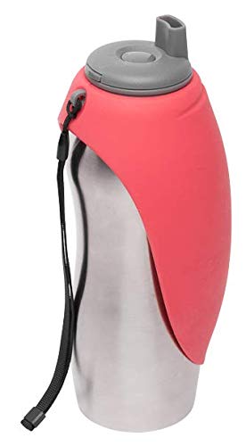 Messy Mutts Travel Water Bottle with Silicone Bowl, 24 oz.