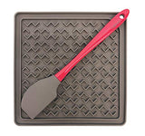 Messy Mutts Silicone Licking Mat with Spatula Warm Grey, 8 x 8 in.