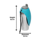 Messy Mutts Travel Water Bottle with Silicone Bowl Blue, 24 oz.