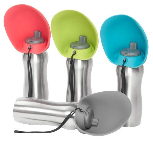 Messy Mutts Travel Water Bottle With Silicone Bowl Cat 24 oz