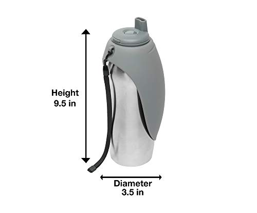Messy Mutts Travel Water Bottle With Silicone Bowl Cat 24 oz