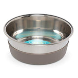 Messy Mutts Stainless Steel Dog Bowl Warm Grey, 4.5 Cups