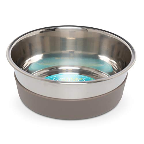 Messy Mutts Stainless Steel Dog Bowl Warm Grey, 4.5 Cups