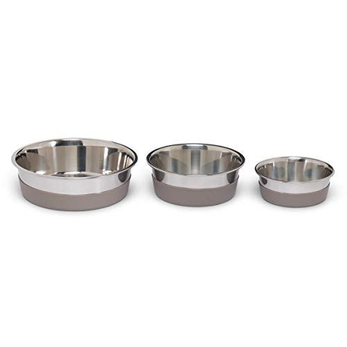 Messy Mutts Stainless Steel Dog Bowl Warm Grey, 4.5 Cups