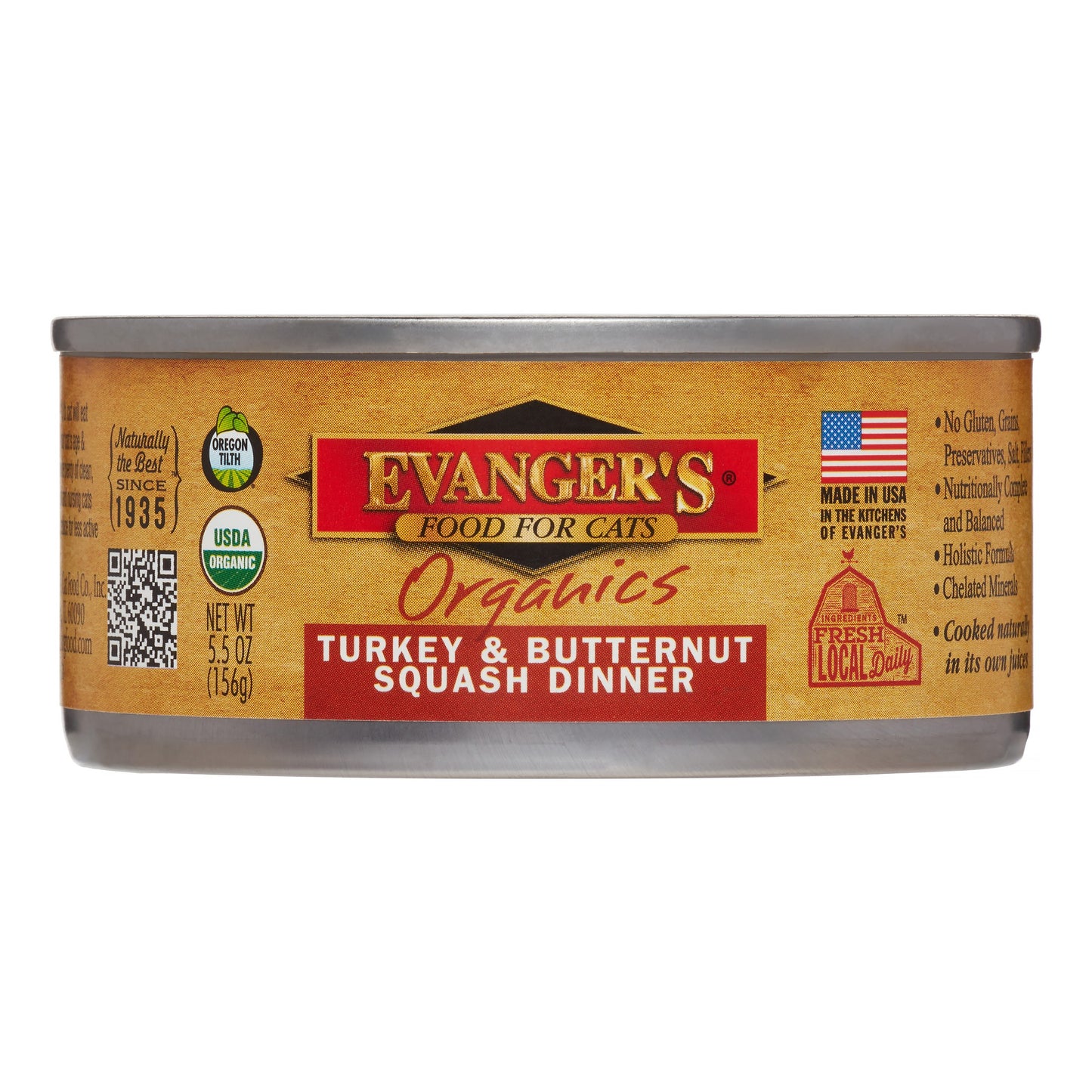 Evanger's Organic Turkey & Butternut Squash Wet Cat Food, 5.5 oz.