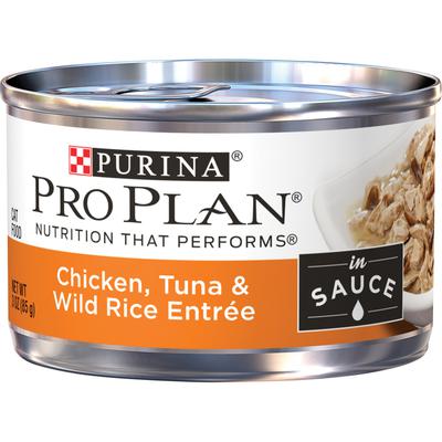 Purina Pro Plan Complete Essentials Chicken, Tuna & Wild Rice Entree in Sauce Wet Cat Food, 3 oz.