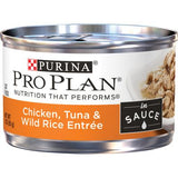 Purina Pro Plan Complete Essentials Chicken, Tuna & Wild Rice Entree in Sauce Wet Cat Food, 3 oz.